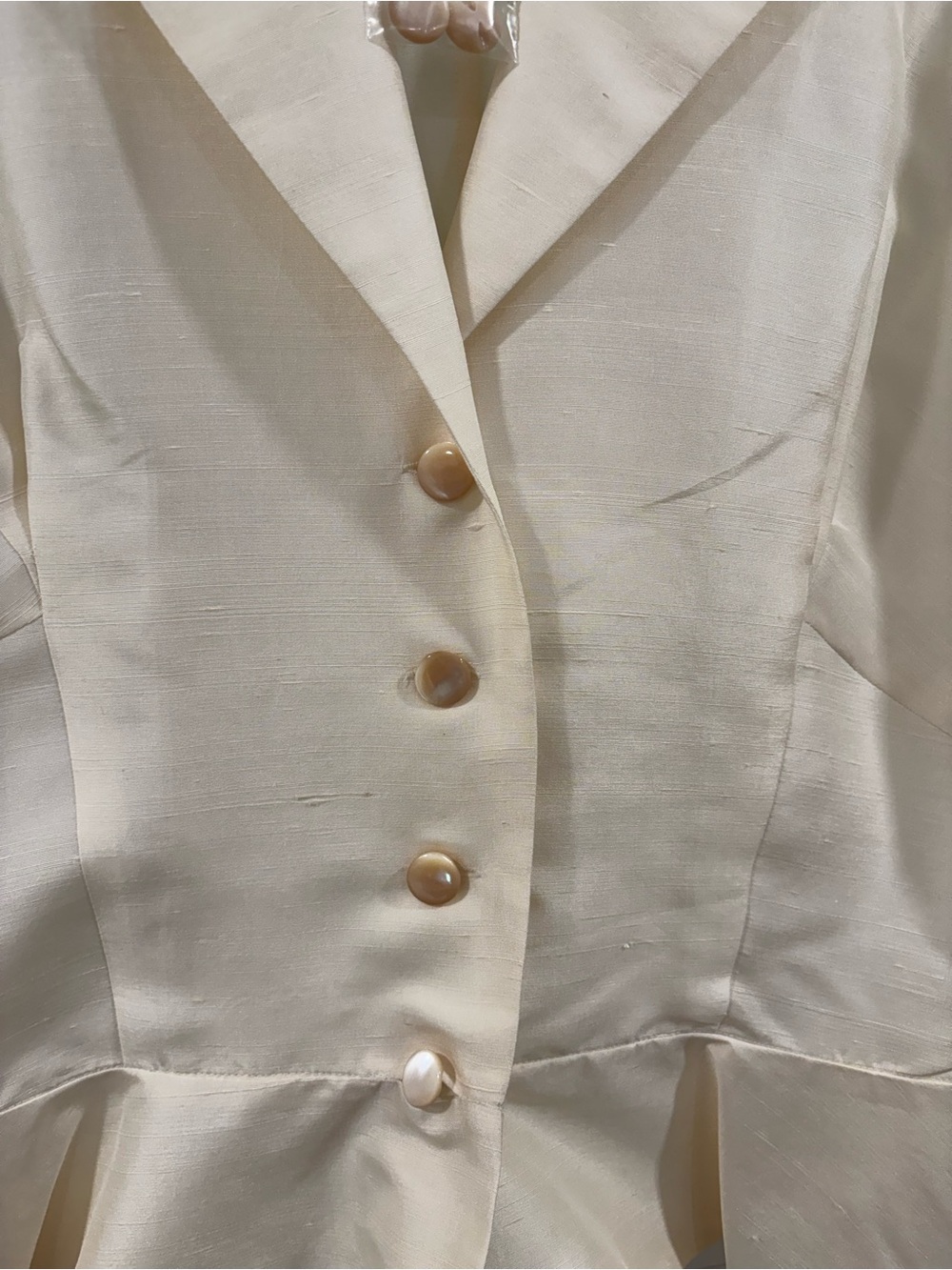J. Peterman Silk Cream Button-Front Tailored Blouse - Picture 6 of 8